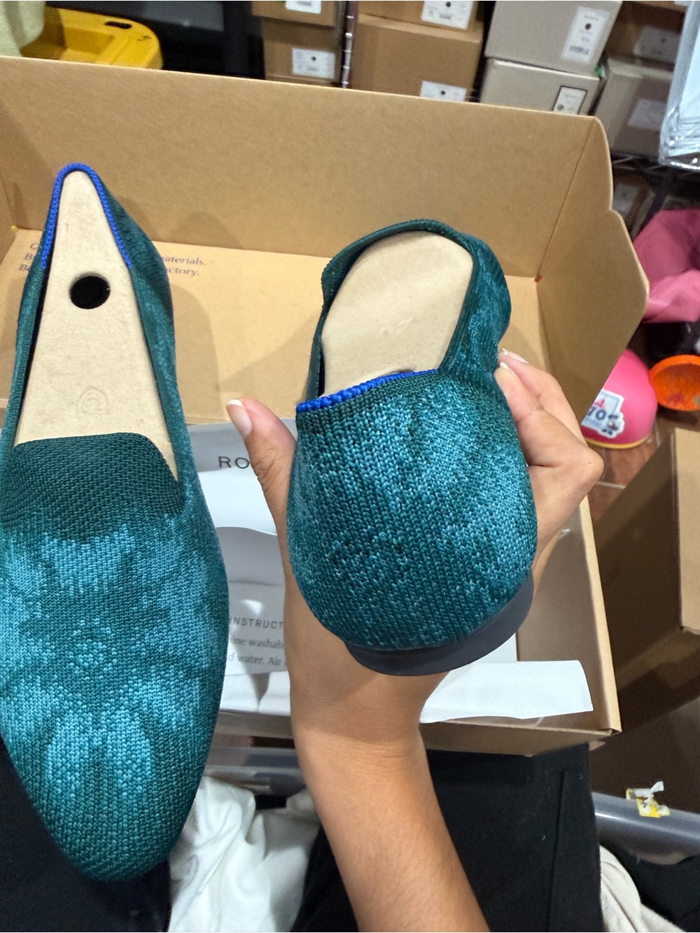 Rothy's Teal Knit Slip-On Flats size 8.5 New in Box - Picture 4 of 4